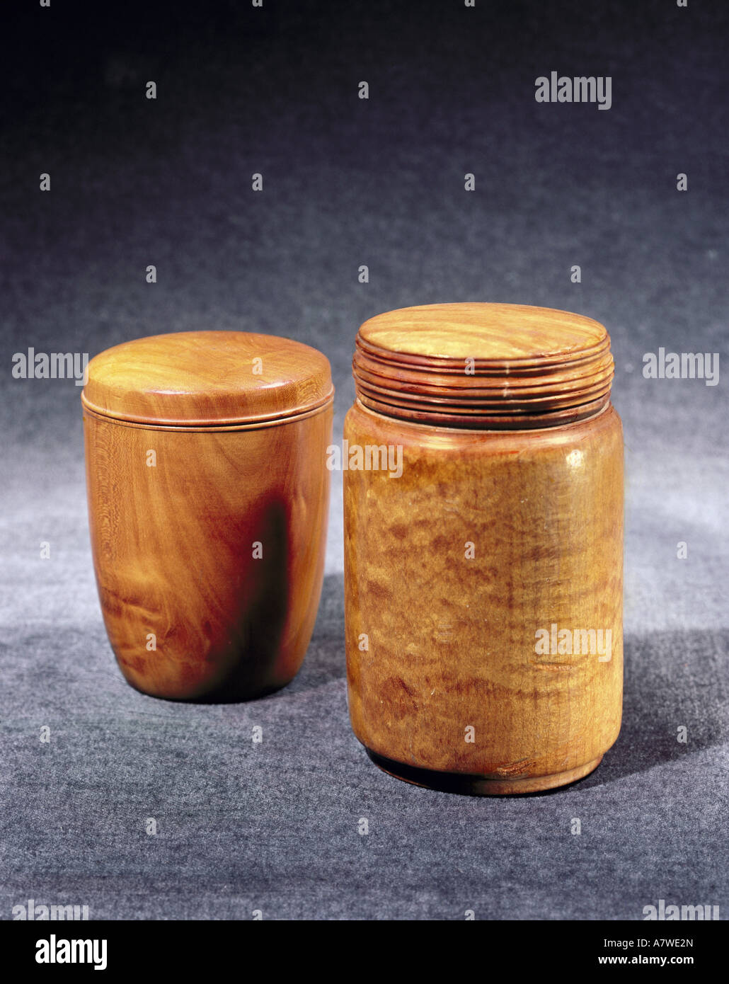 fine arts, wood, two vessels, design by Wolfgang von Wersin, Deutsche