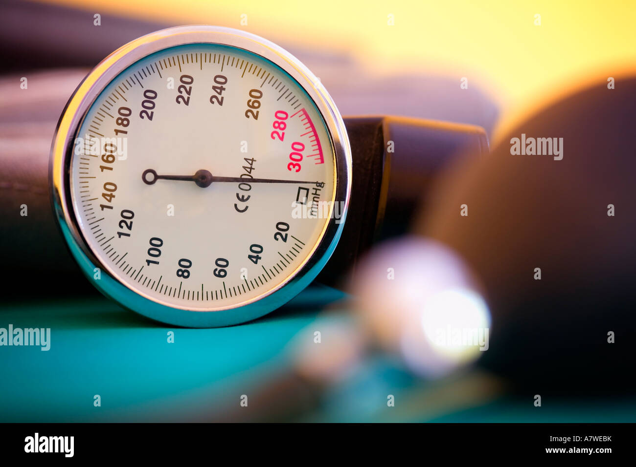 spygmomanometer blood pressure meter medical device instrument on blue