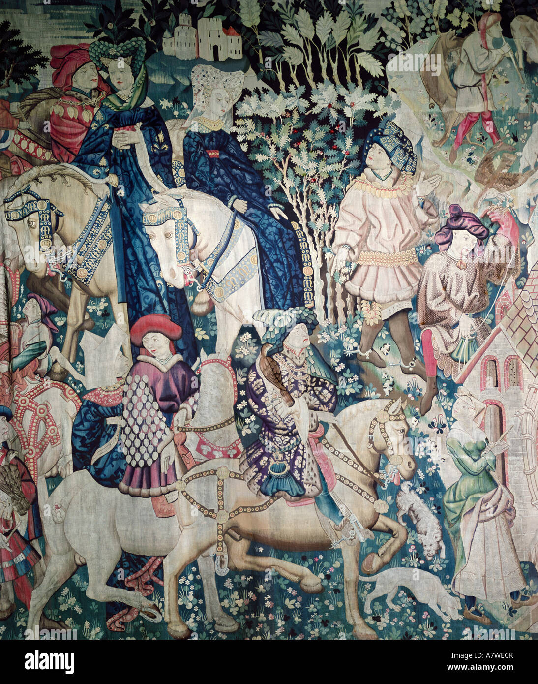 hunting, hunting scenes, "The Devonshire Hunting Tapestries", detail, Tournai, 1425 1450