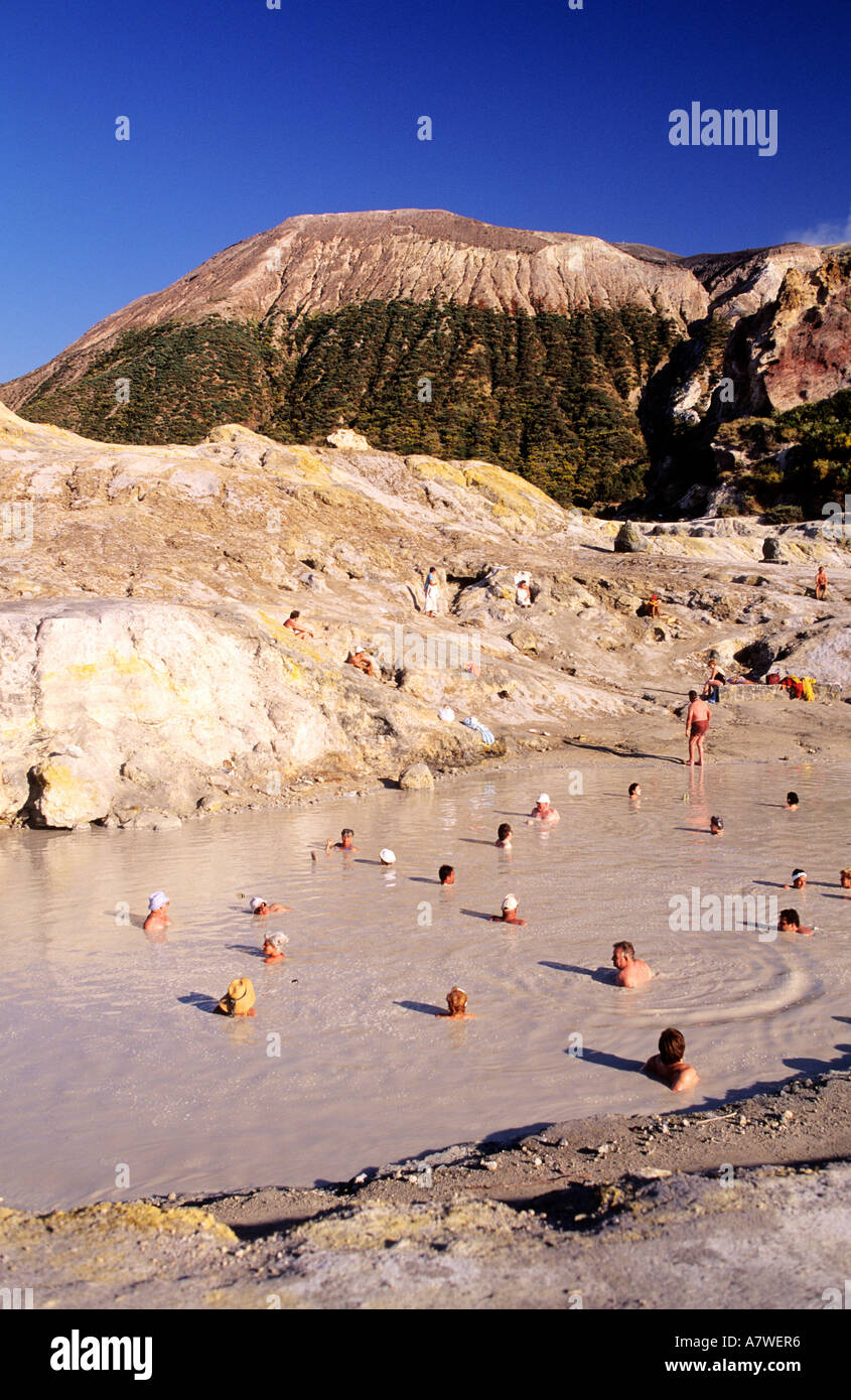 Italy, Sicily, Aeolian Islands, sulfurous mud bath on Vulcano island