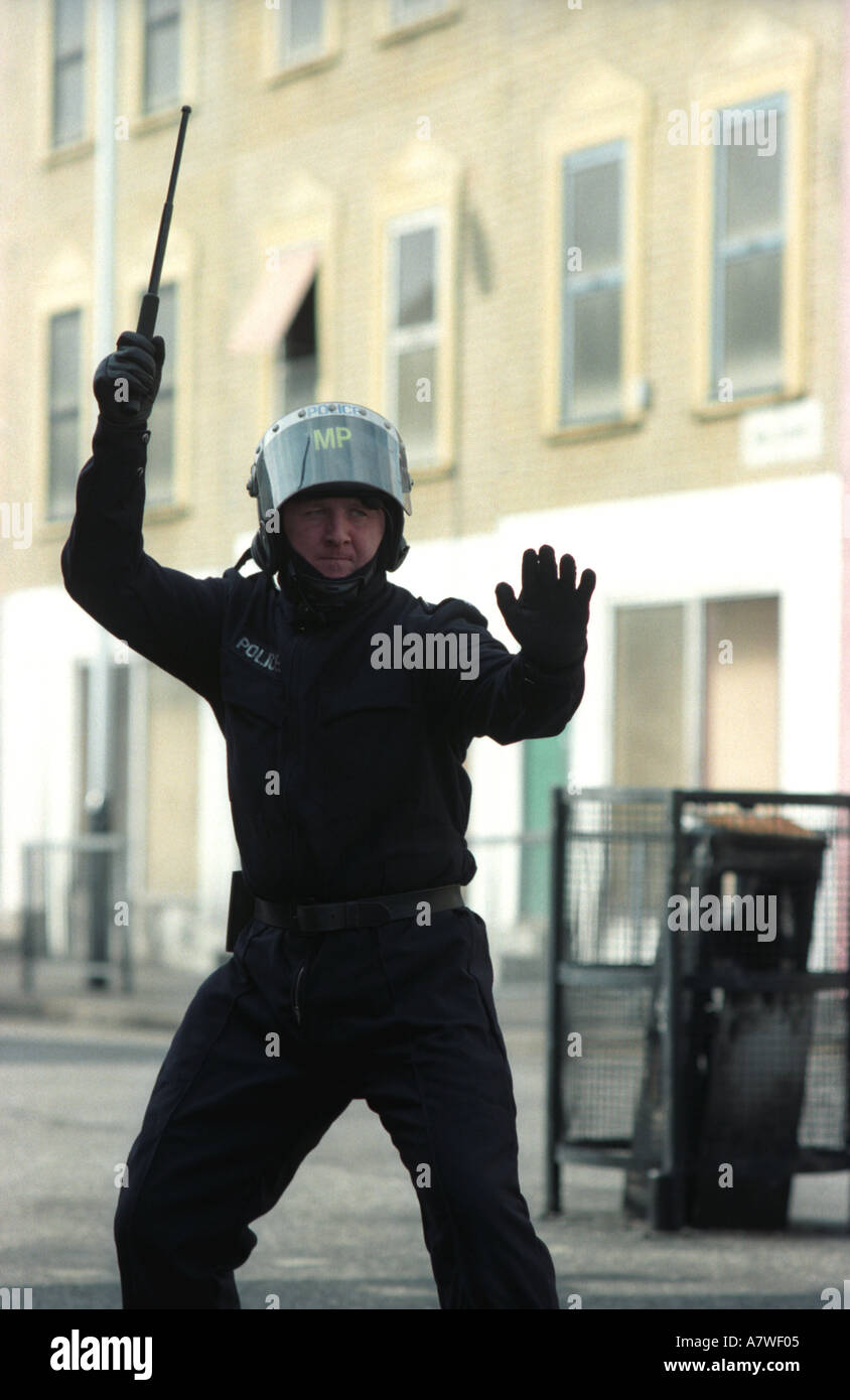 Metropolitan police officer at public order training centre with Stock