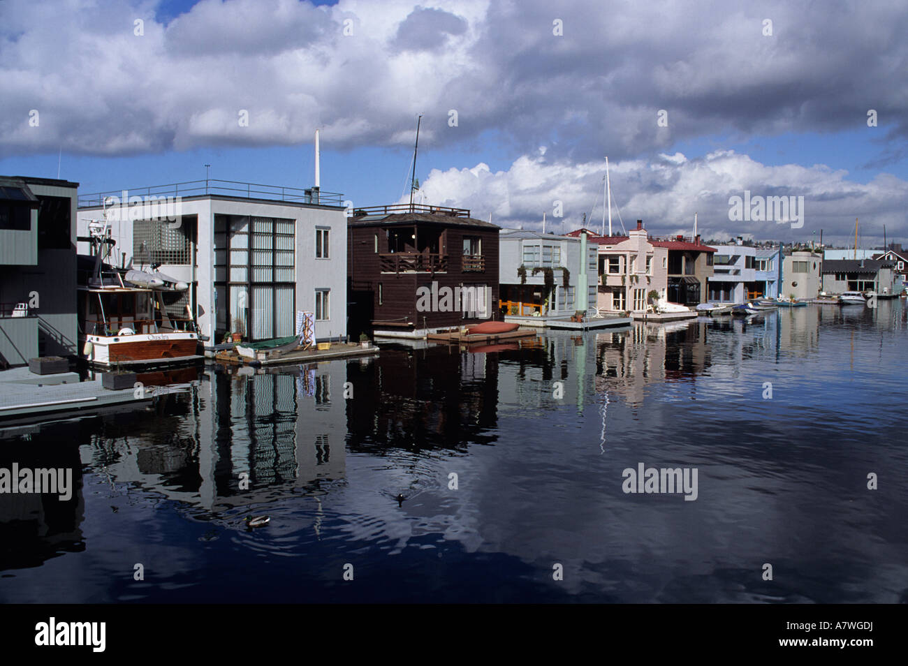 Houseboats on Lake Union Seattle Washington State USA Stock Photo Alamy