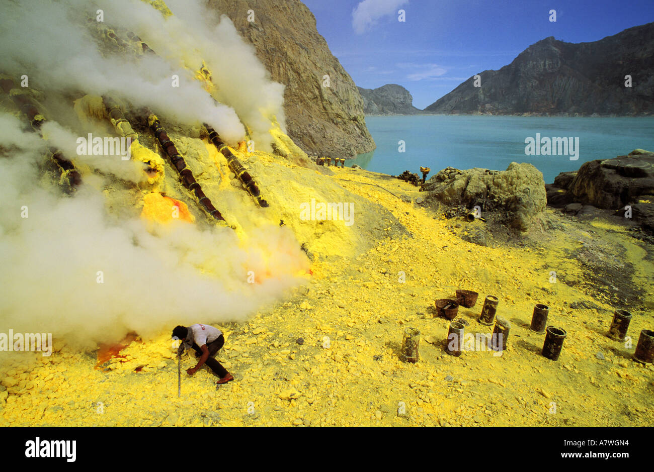 Indonesia, Java island, Idjen crater, sulphure extraction Stock Photo