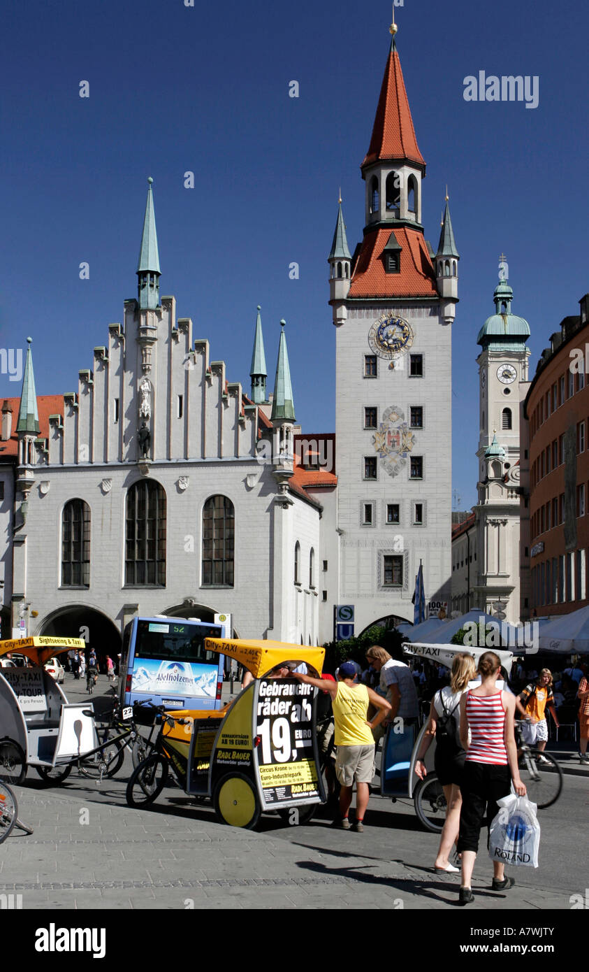 Old town hall, Marienplatz, Munich, Upper Bavaria, Bavaria, Germany Stock Photo
