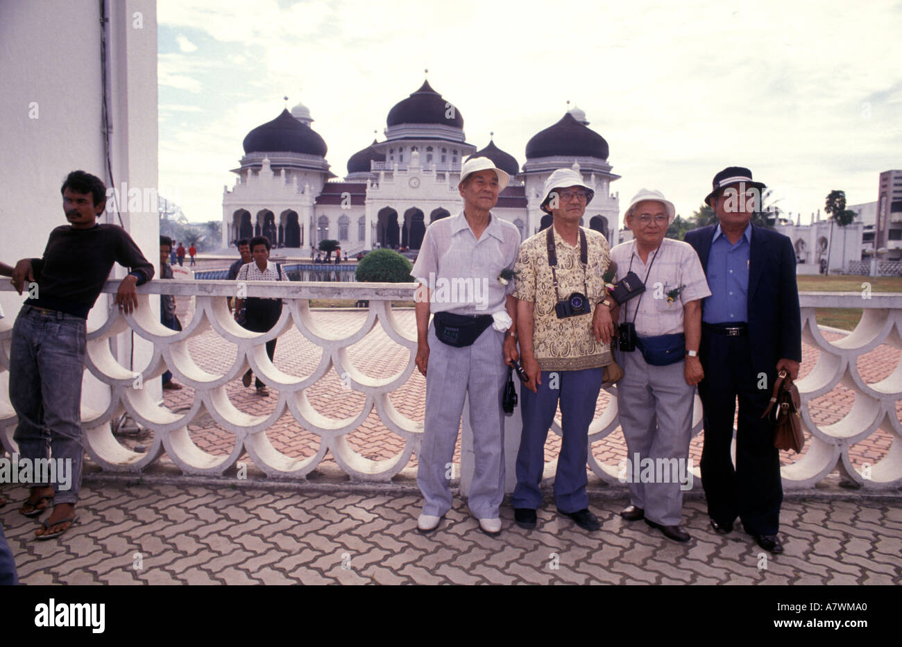 Indonesia Sumatra Aceh Banda Aceh Japanese pacific war veterans posing for the camera Stock Photo