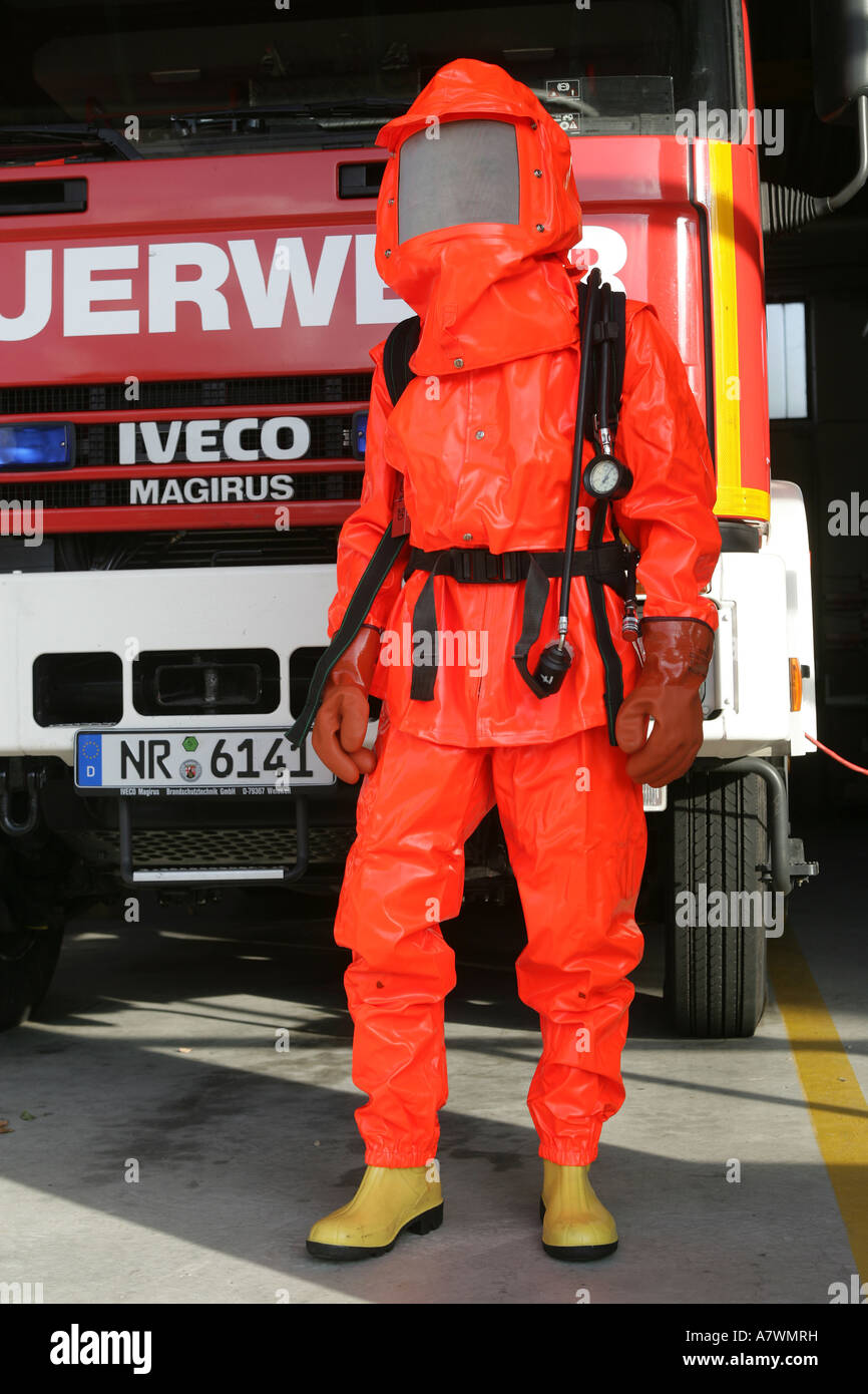 Firefighter with an protective clothing Stock Photo