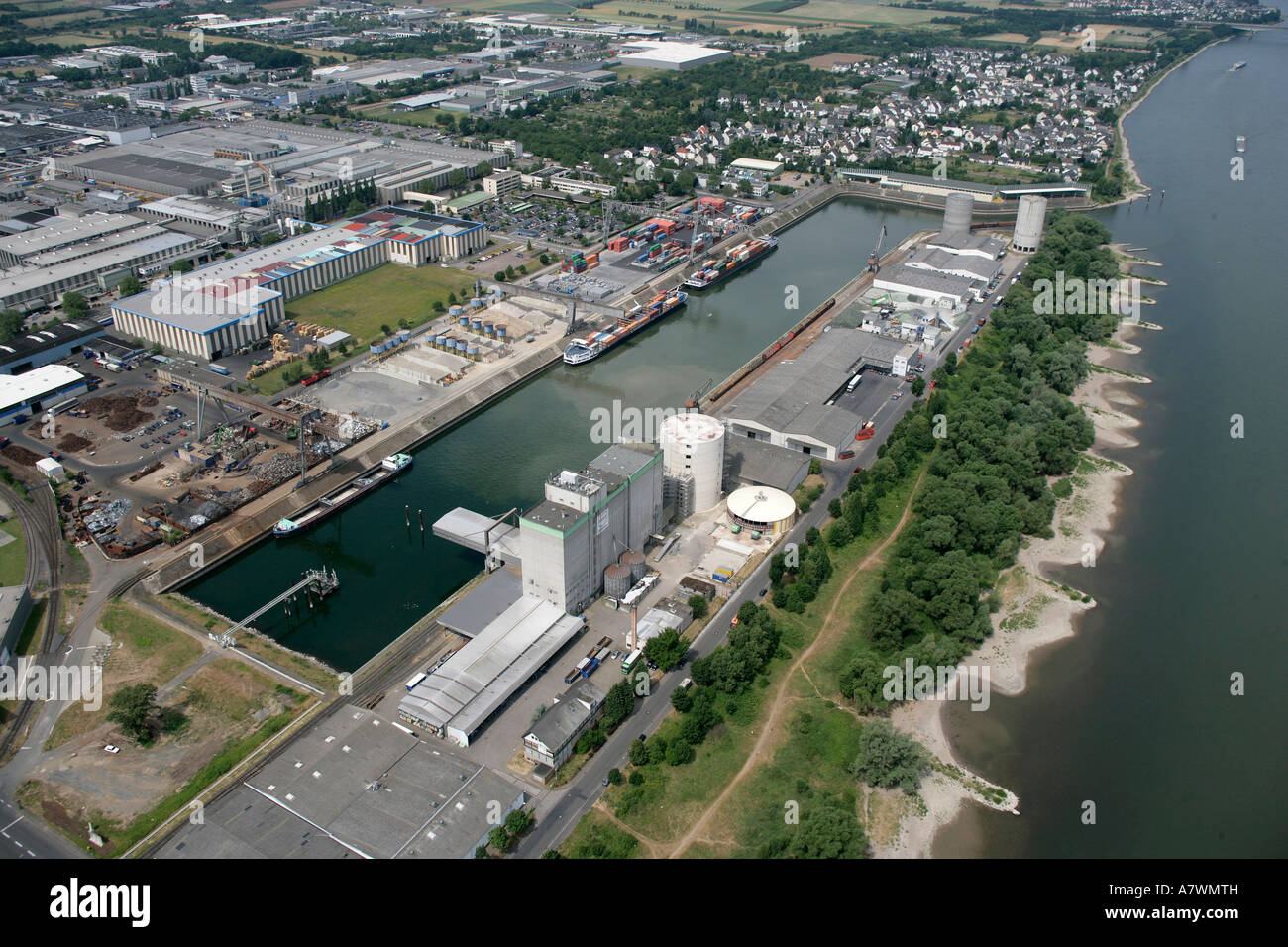 Harbor of Koblenz, Rhineland-Palatinate, Germany Stock Photo