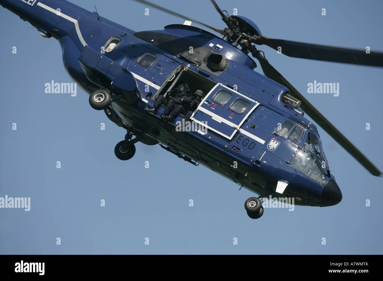 German police helicopter AS 332 L1 Super Puma Stock Photo