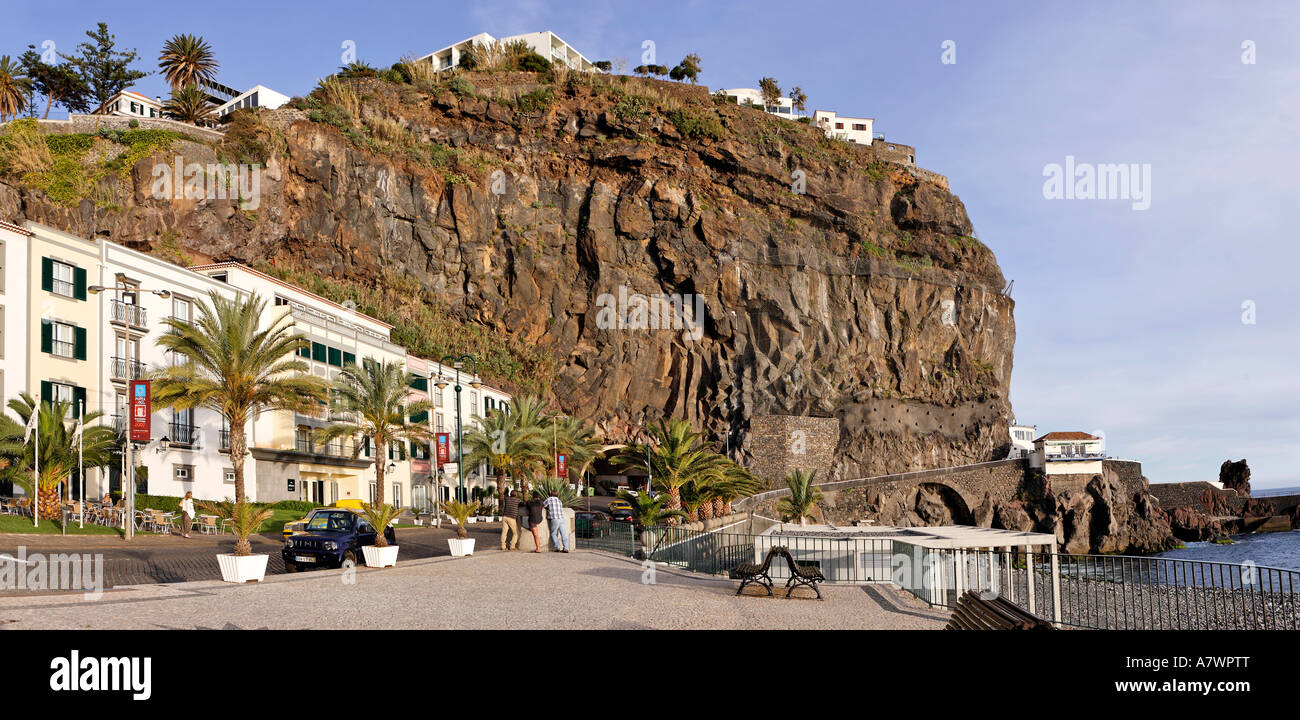 The bay is surrounded by cliffs, Ponta do Sol, Madeira, Portugal Stock