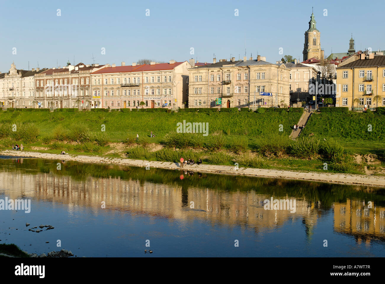 San river, historic old town of Przemysl, Poland Stock Photo