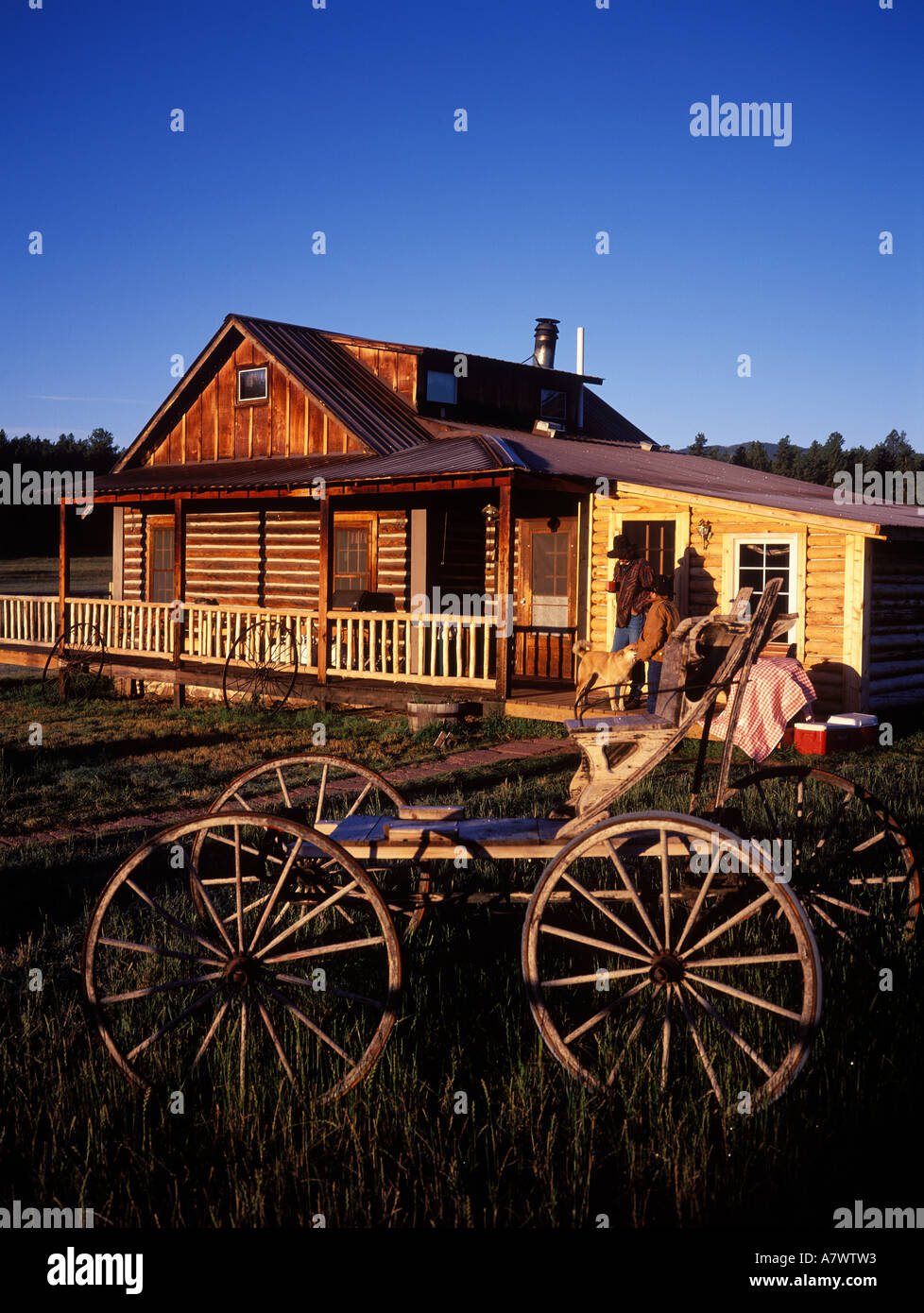 United States, Colorado, Rockies, near Lake George, M and Lazy C cowboy ranch Stock Photo