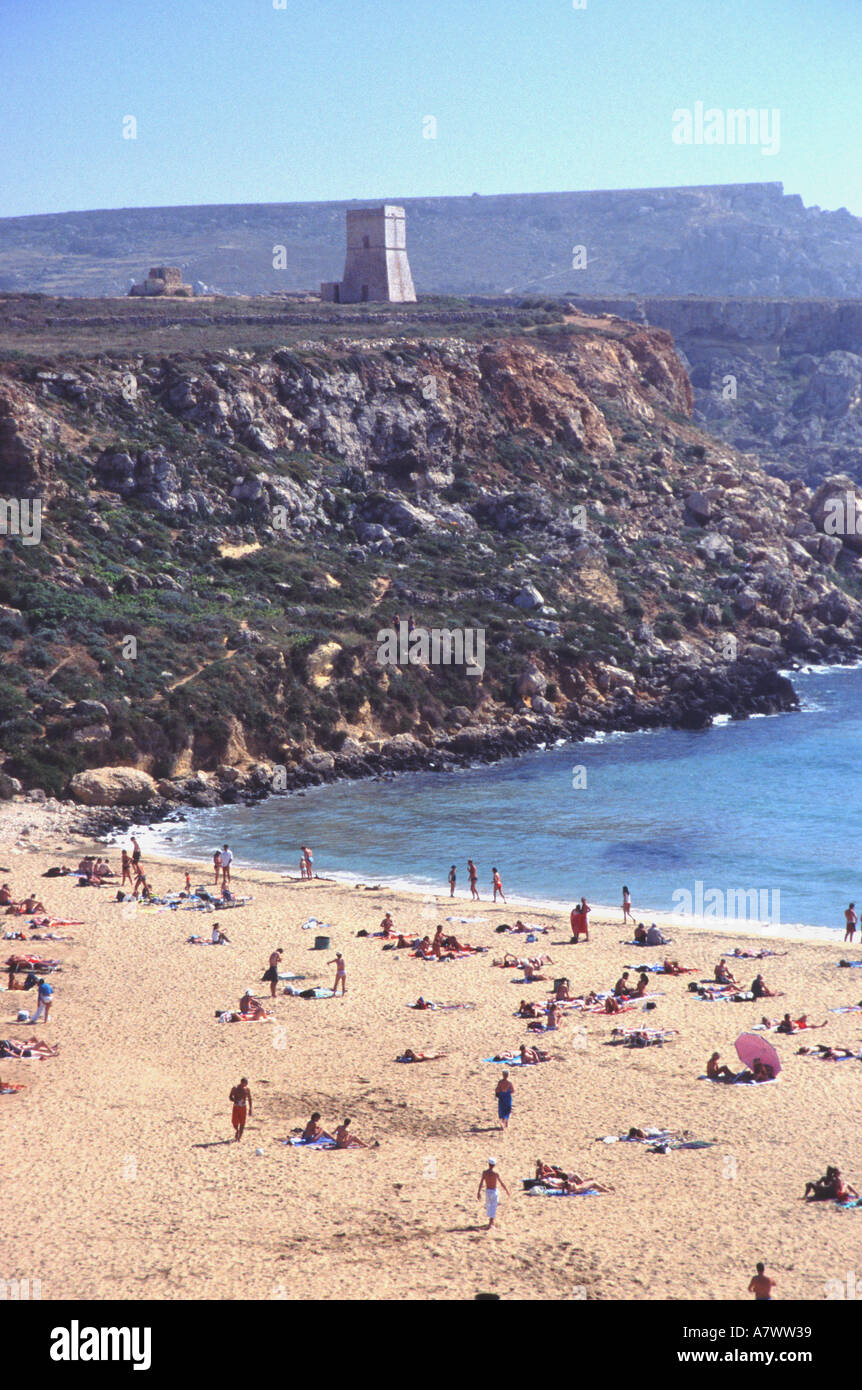 MALTA The beach at Golden Bay Stock Photo Alamy