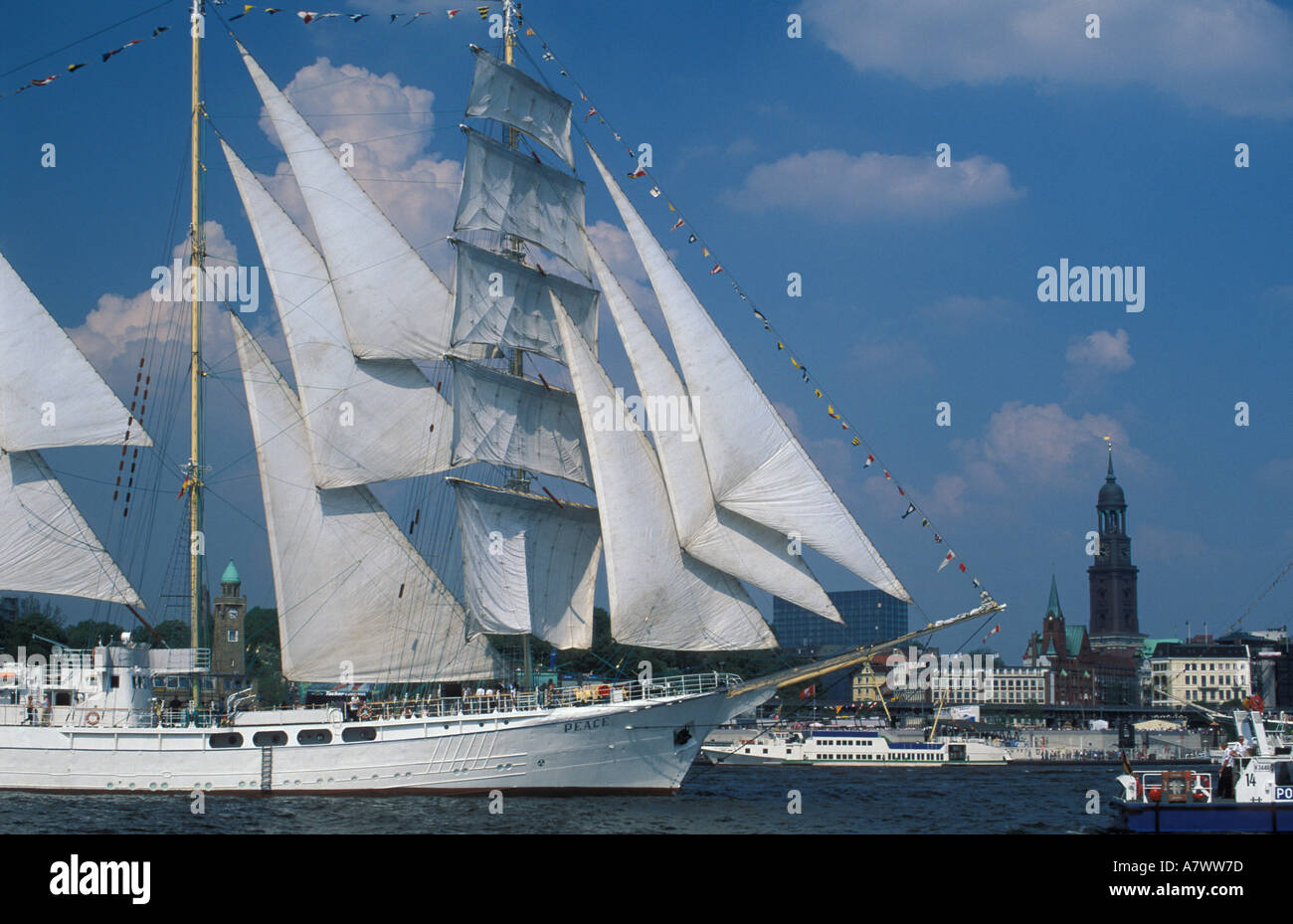 Visiting sail ship during the celebration of the harbor birthday in Hamburg, Germany Stock Photo