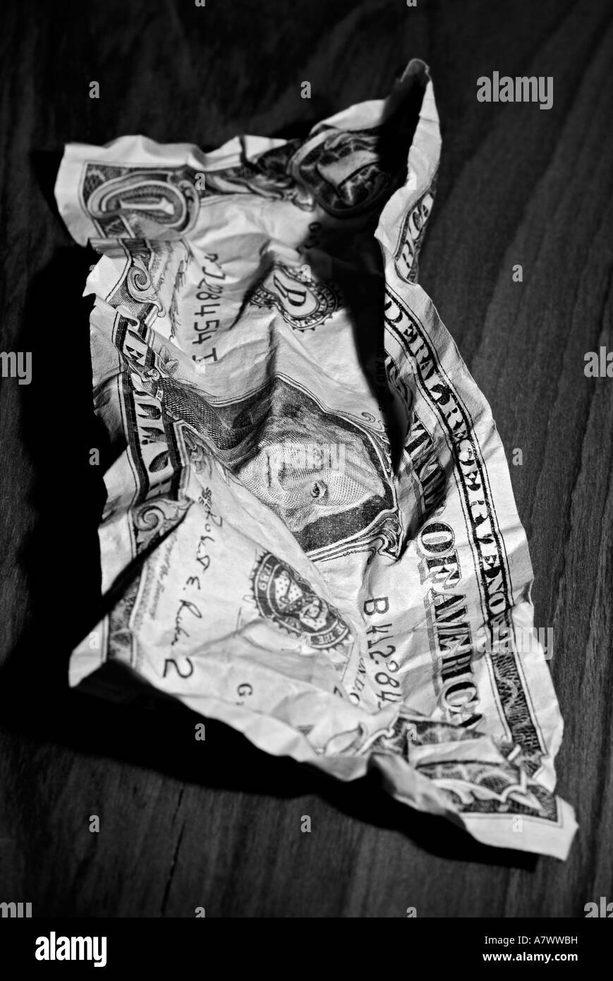 Crumpled One Dollar Bill Stock Photo
