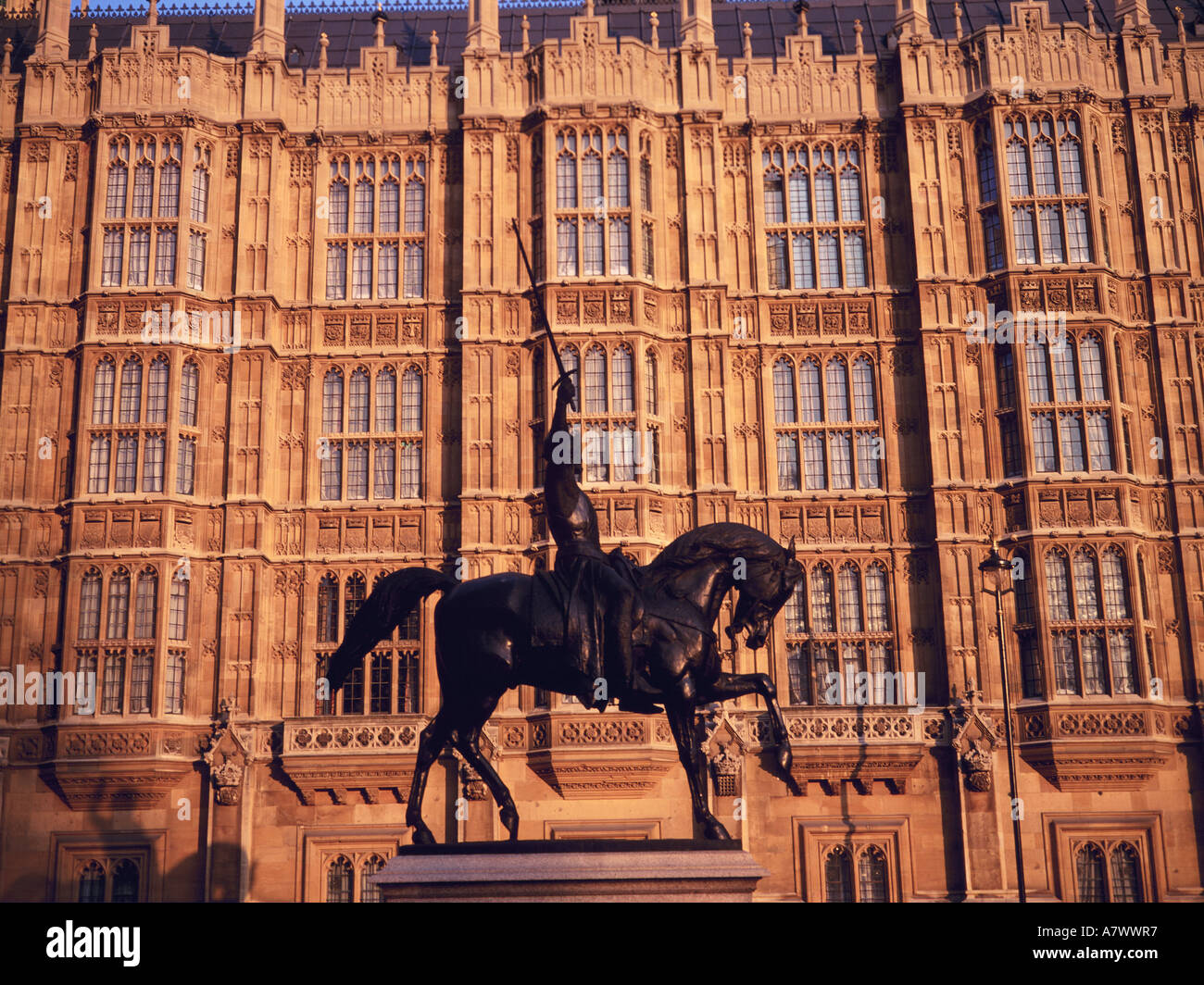 United Kingdom, London, parliament house and Richard I statue Stock Photo