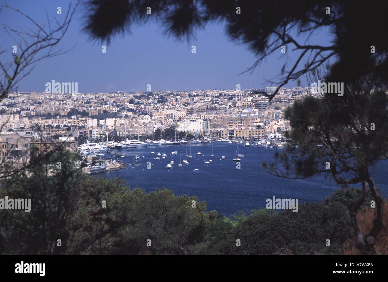 MALTA Ta xbiex as seen from the gardens of the Phoenicia Hotel in Floriana Stock Photo