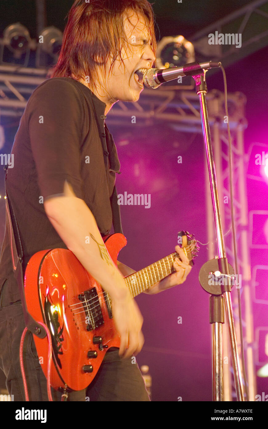 Chinese Rock n Roll Male Vocalist Singing Performing Concert On Stage Kenting Taiwan China Stock Photo