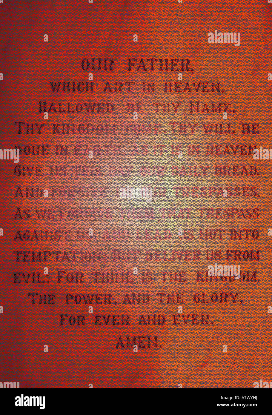 THE LORDS PRAYER INSCRIBED INTO A MARBLE TABLET IN A CHRISTIAN CHURCH