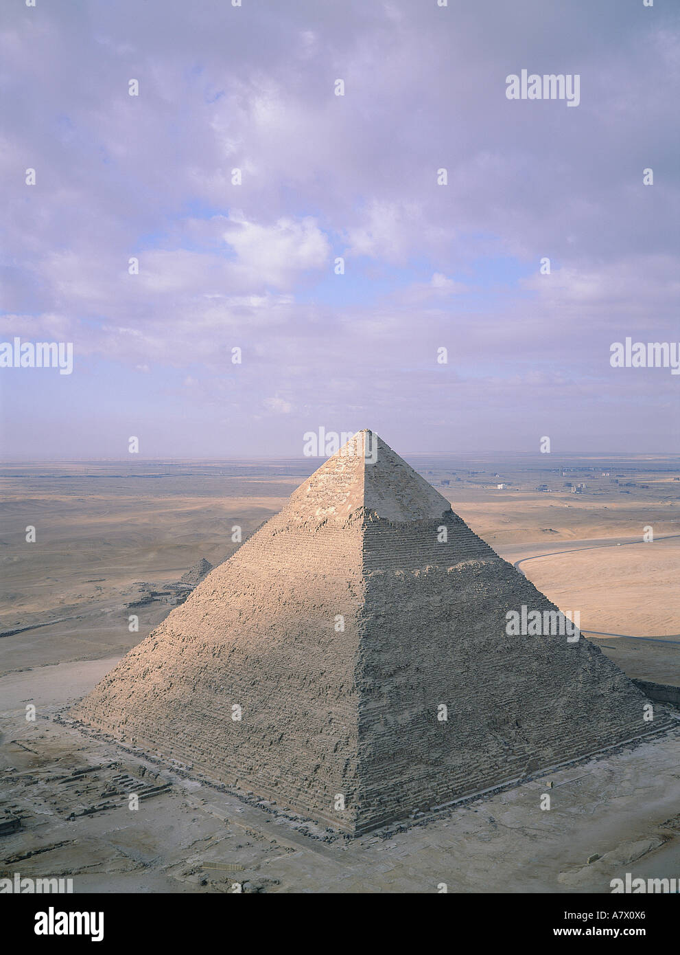 Egypt, Cairo, Gizeh, Kephren pyramid, view from the top of Keops Stock Photo