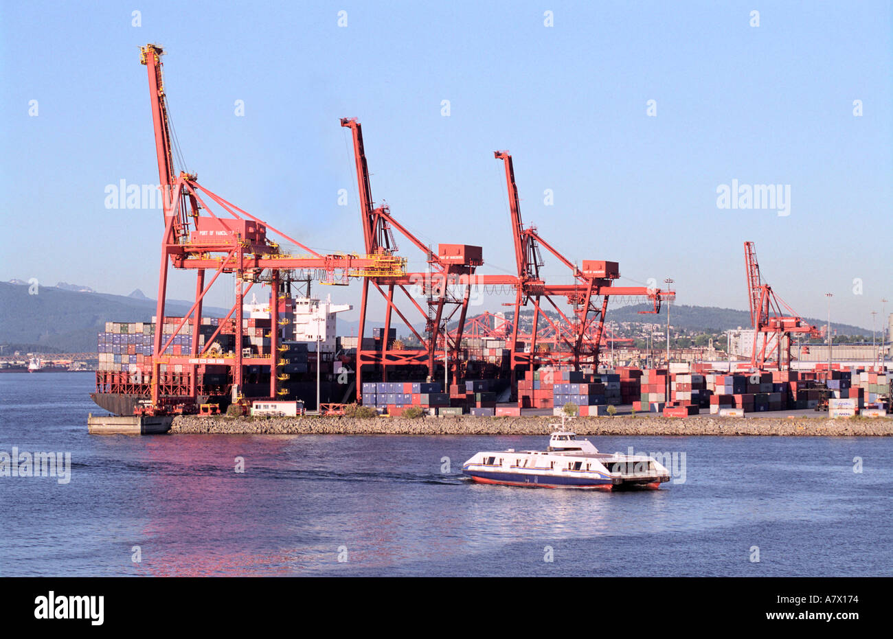 Cranes Port of Vancouver  Canada Stock Photo