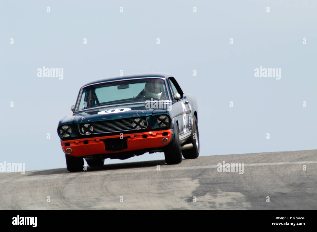John Ruth races his 1966 Ford Mustang at the Vintage Grand Prix Au Grattan XVIII 2004  Stock Photo