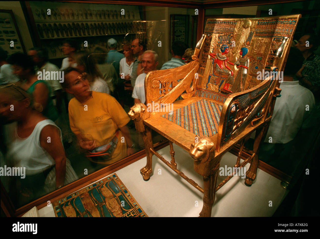 Egypt, Cairo, Egyptian Museum, Tutankhamun, Golden throne Stock Photo