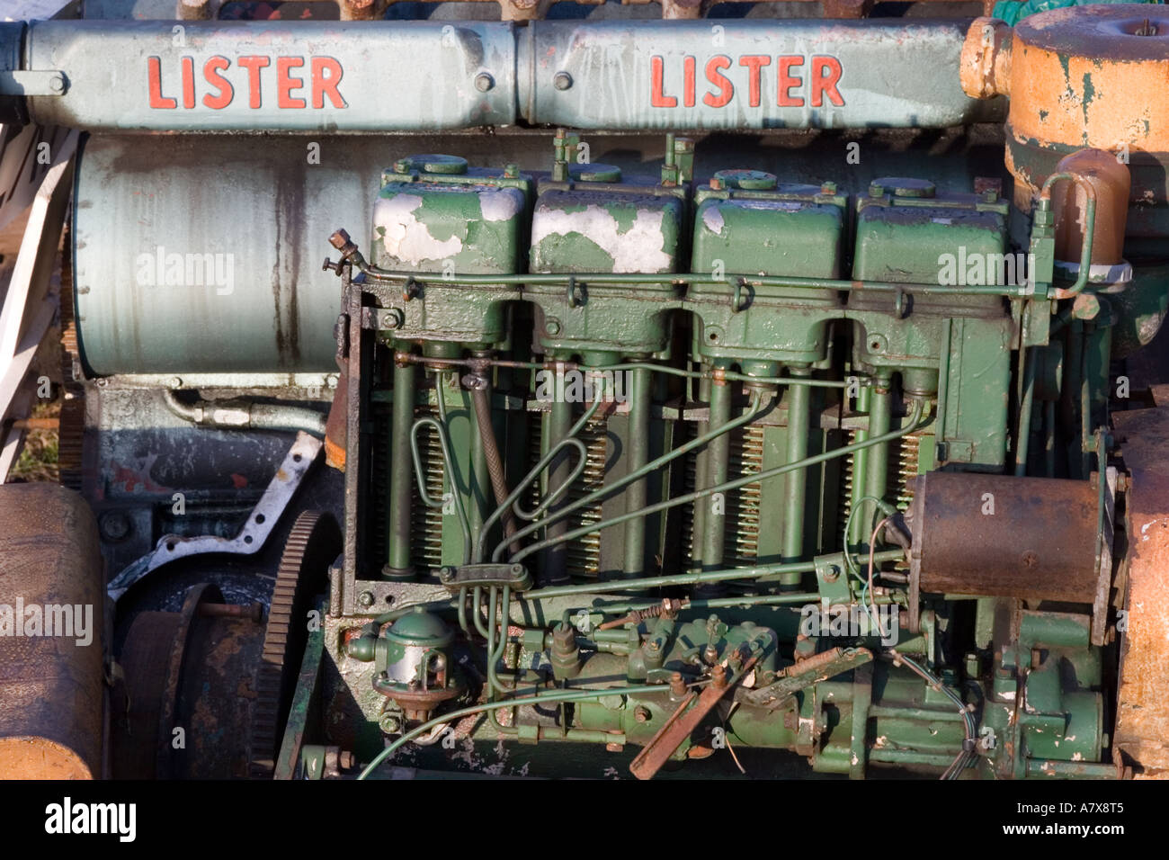 An old Lister diesel engine Stock Photo - Alamy