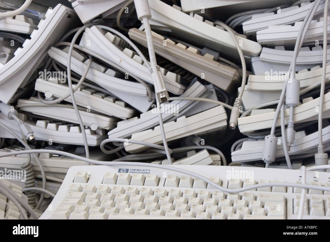Pile of old computer keyboards Stock Photo Alamy
