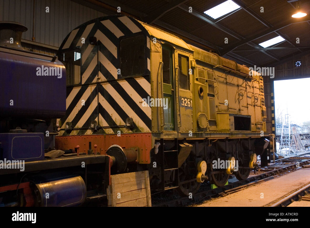 Diesel engine in the railway shed Stock Photo Alamy