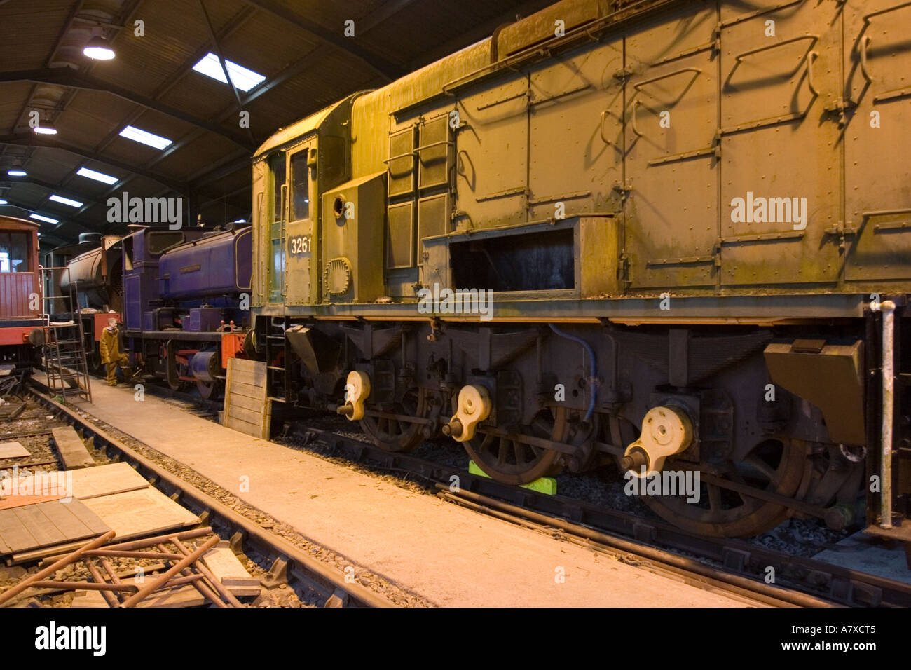Diesel engine in the railway shed Stock Photo Alamy