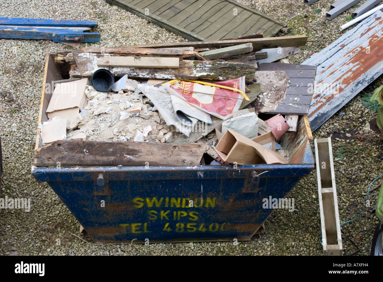 The contents of a rubbish skip Stock Photo Alamy