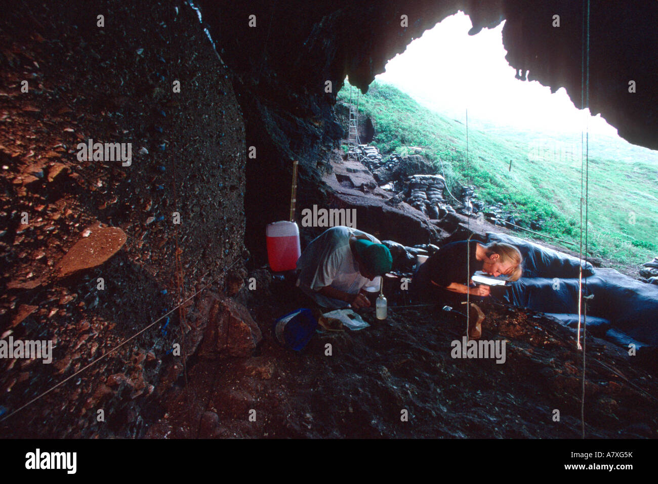 South Africa, Klasies River, Excavating Klasies River cave site Stock
