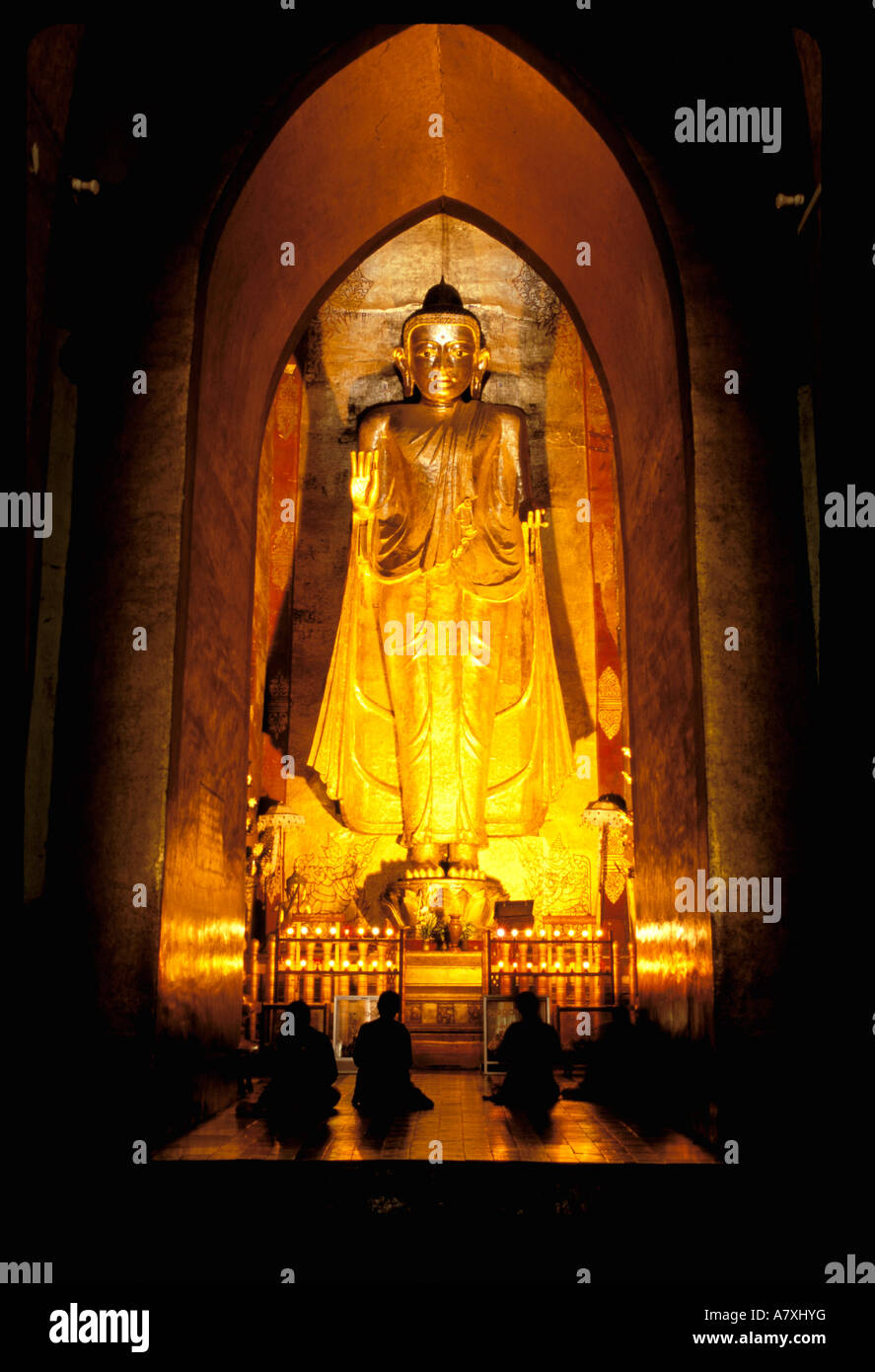 Asia, Myanmar, Bagan. Ananda Pahto, standing Buddha Stock Photo