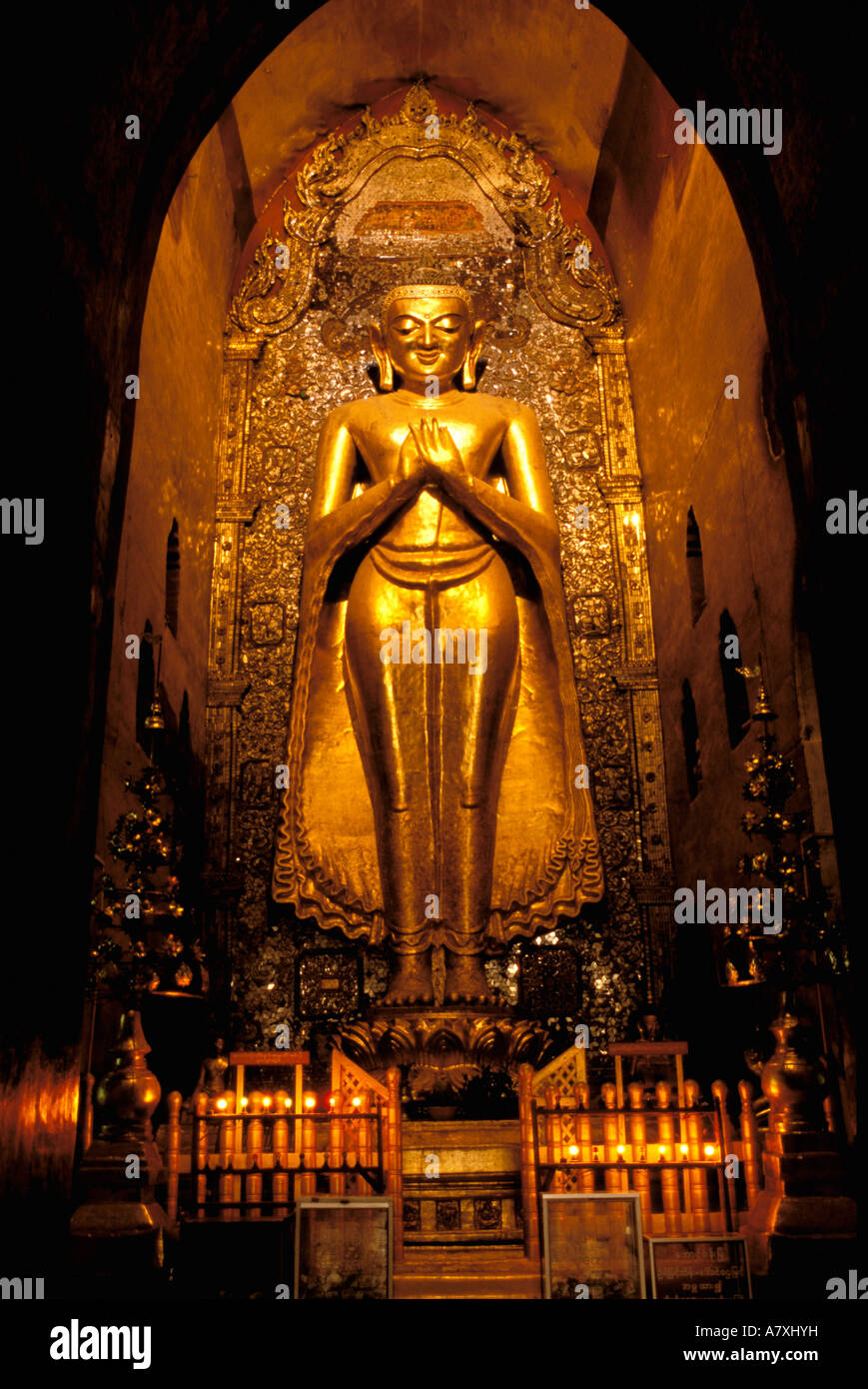 Asia, Myanmar, Bagan. Ananda Pahto, standing Buddha Stock Photo