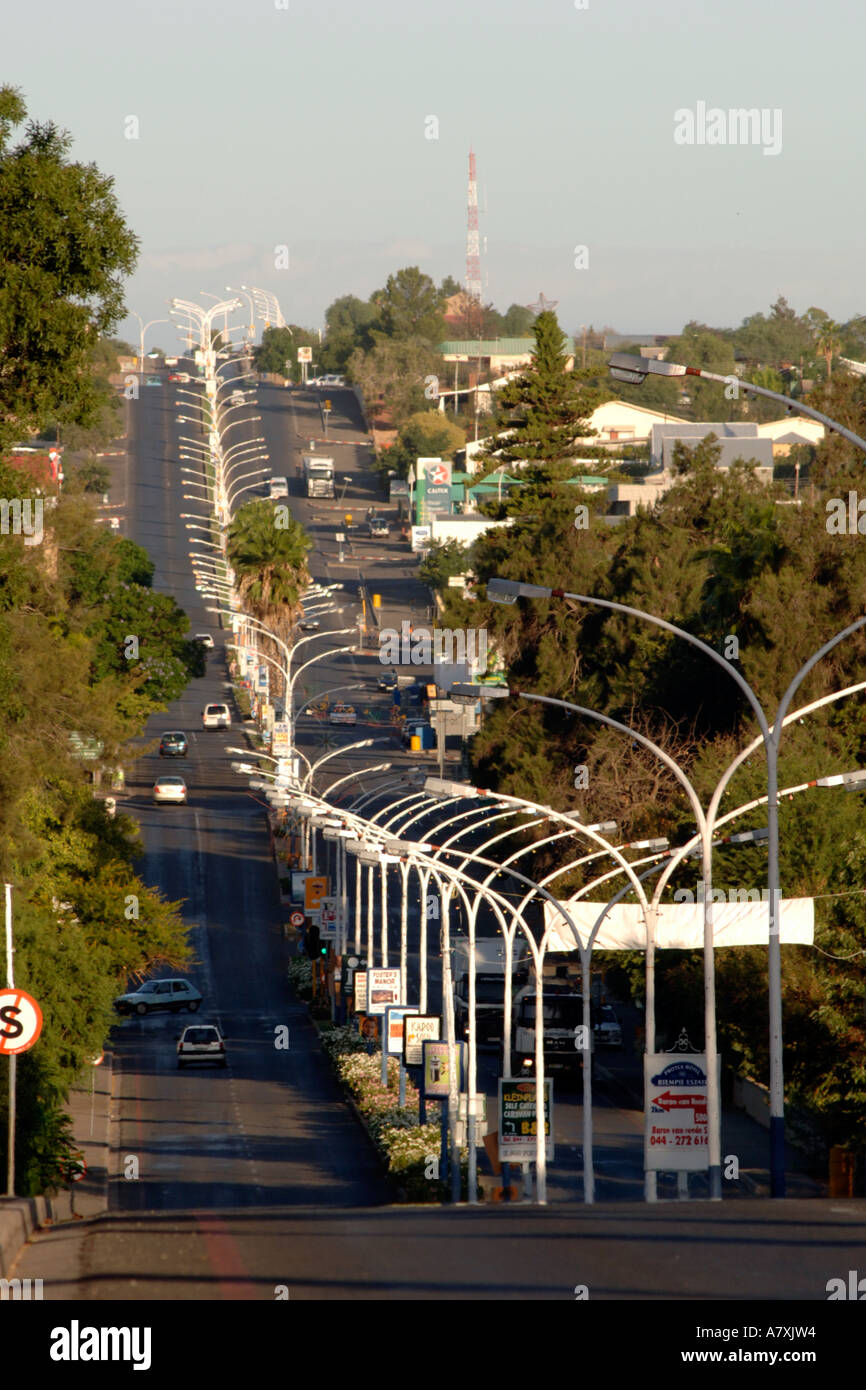 Voortrekker Road in the Karoo town of Oudtshoorn in South Africa's Western Cape province Stock