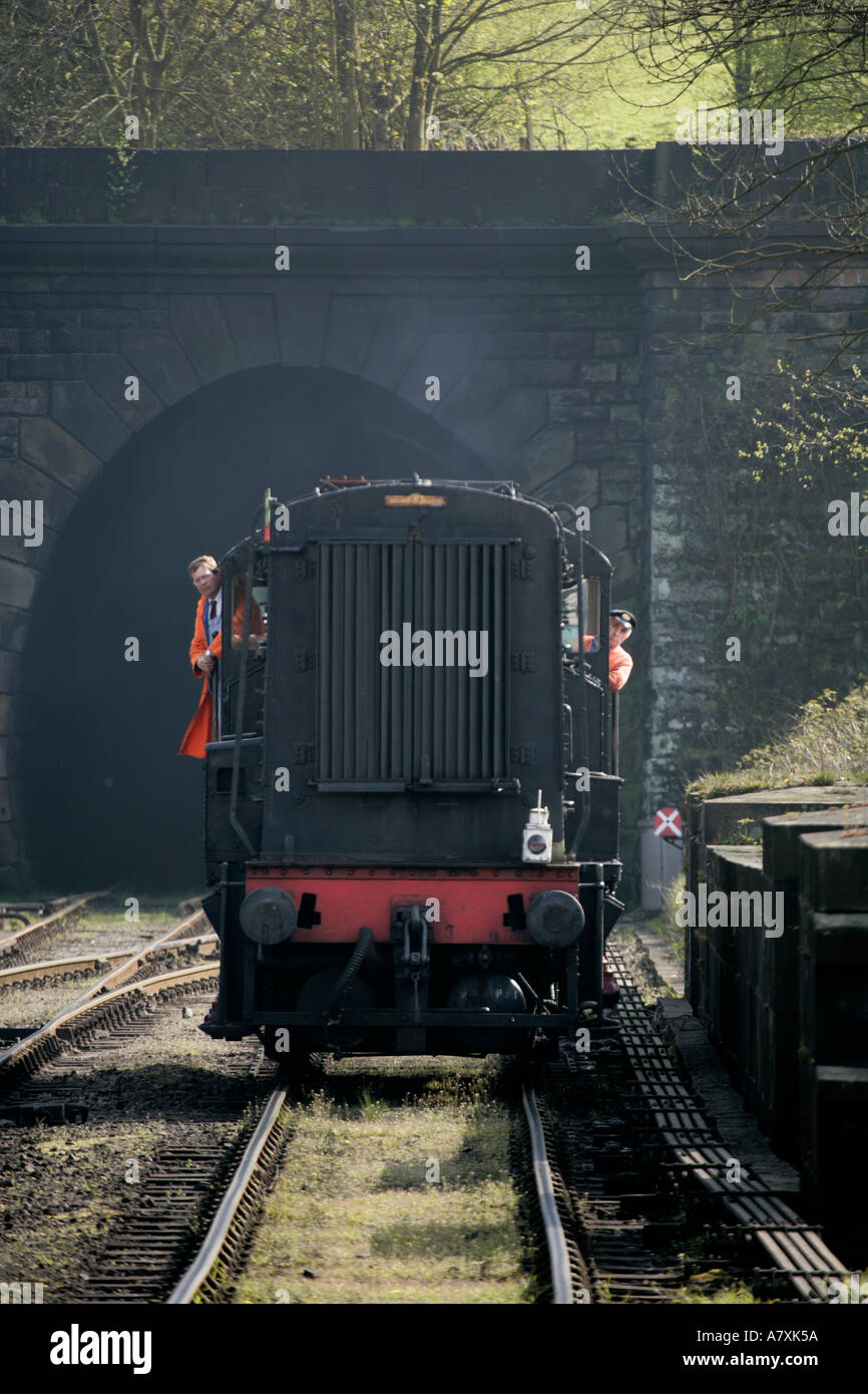 Diesel Train and driver at Grosmont North Yorkshire England UK Stock