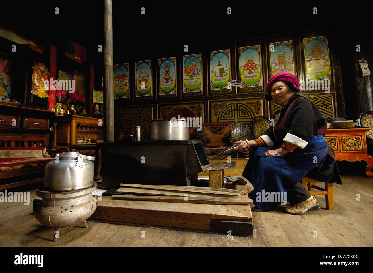 Tibetan house interior. Zhongdian. Deqin Tibetan Autonomous Prefecture