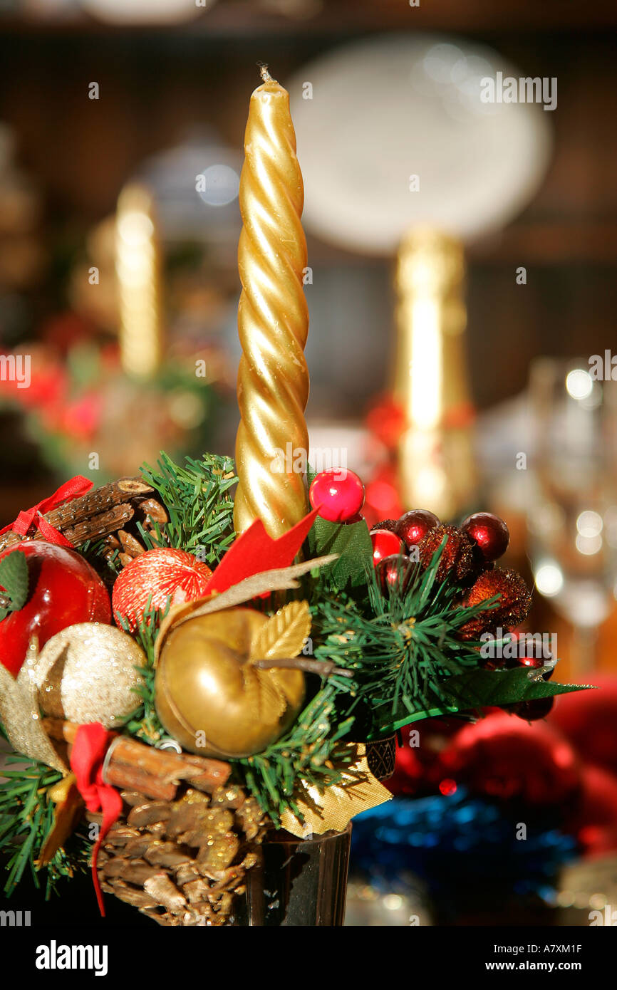 Gold Christmas candles Stock Photo