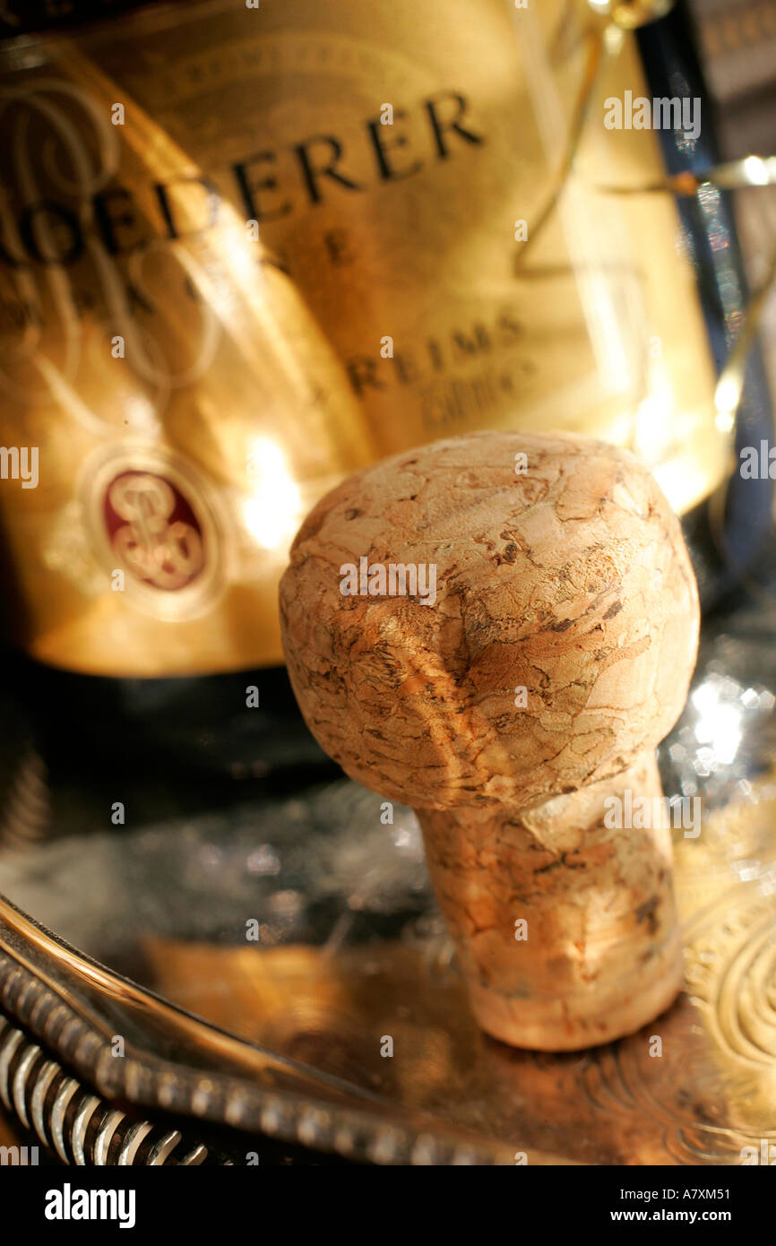 CHAMPAGNE CORK AND BOTTLE Stock Photo Alamy
