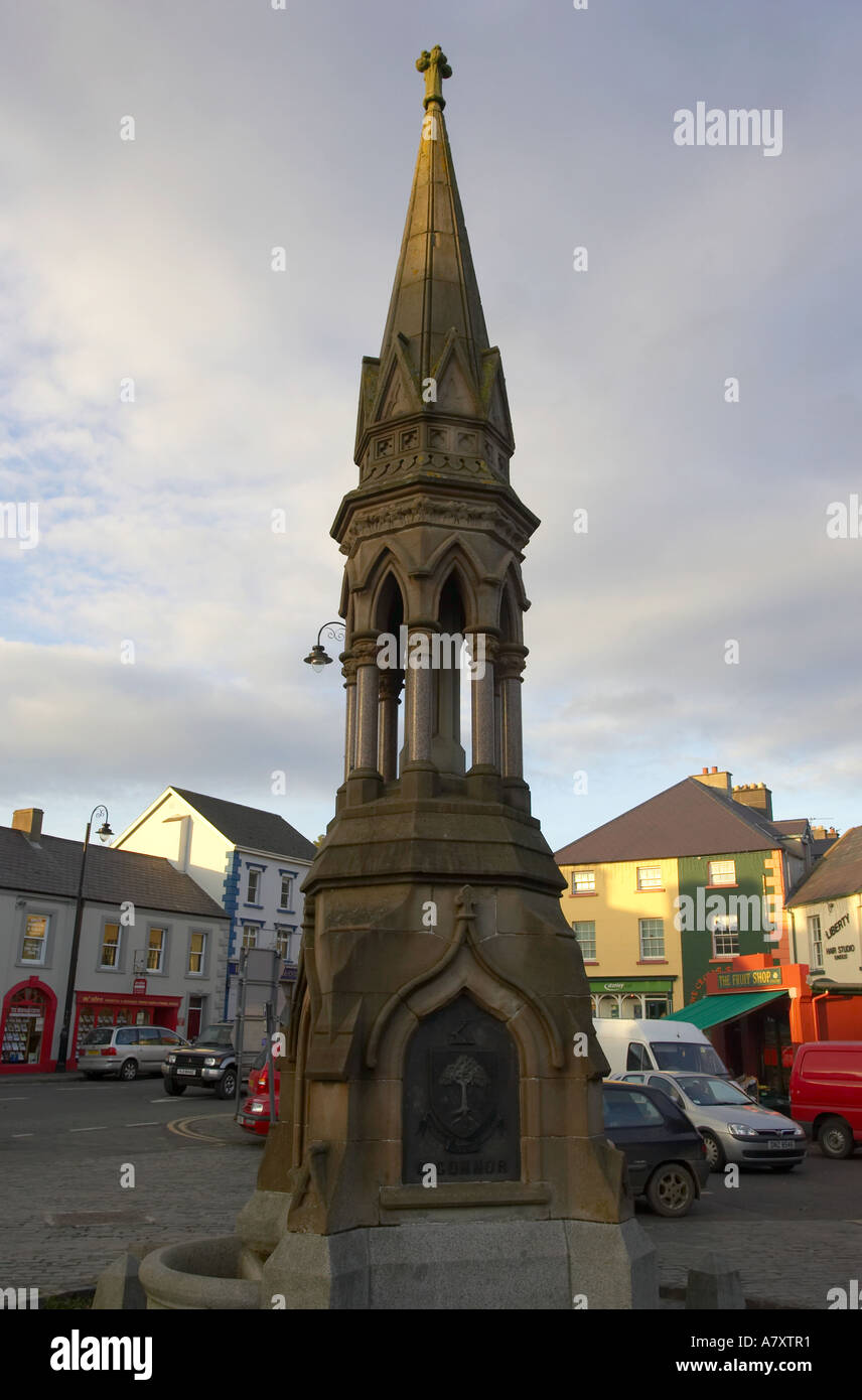 The O Connor Monument in the Diamond Ballycastle scene of the yearly Aul Lammas Fair county Antrim Northern Ireland Stock Photo