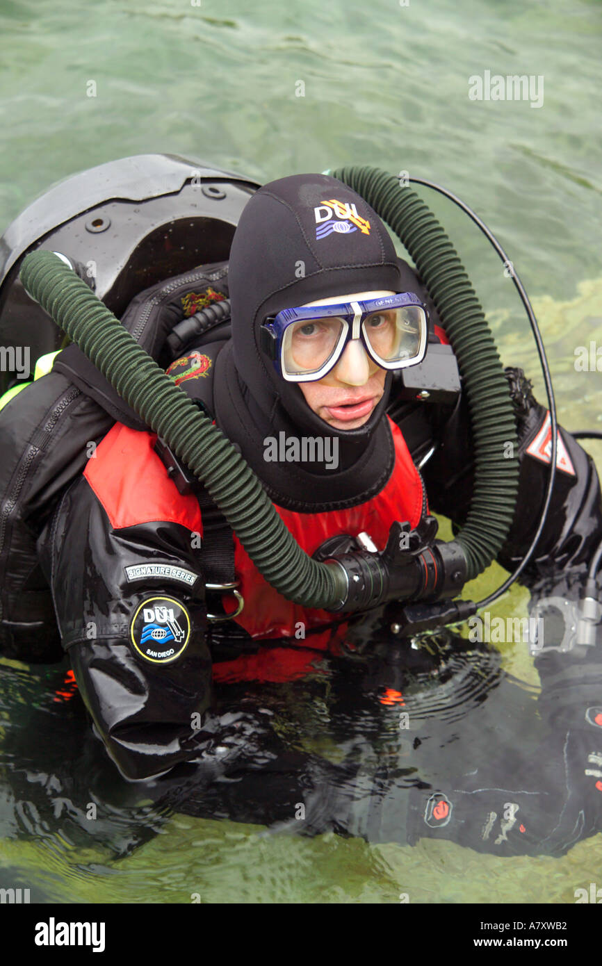 Rebreather diver at stoney Cove Dive site UK Stock Photo Alamy