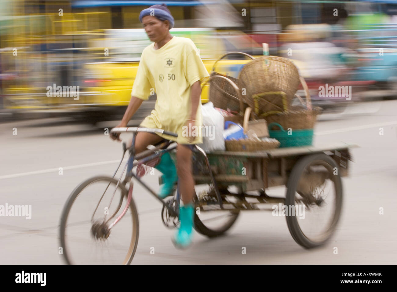 Thailand, Khon Kaen, bike transportation. Stock Photo