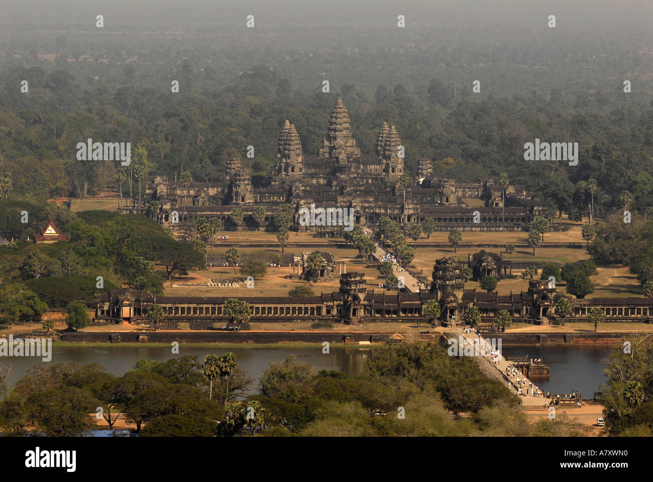 Angkor Wat from air Cambodia Stock Photo