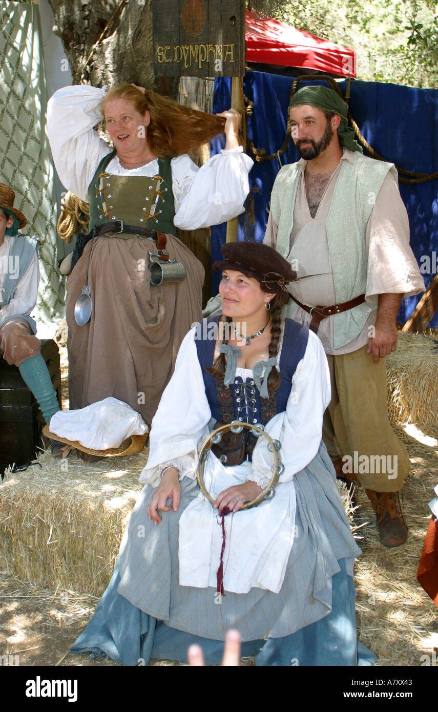 RENAISSANCE THEATRE PLAYERS IN MEDIEVAL COSTUMES CALIFORNIA USA