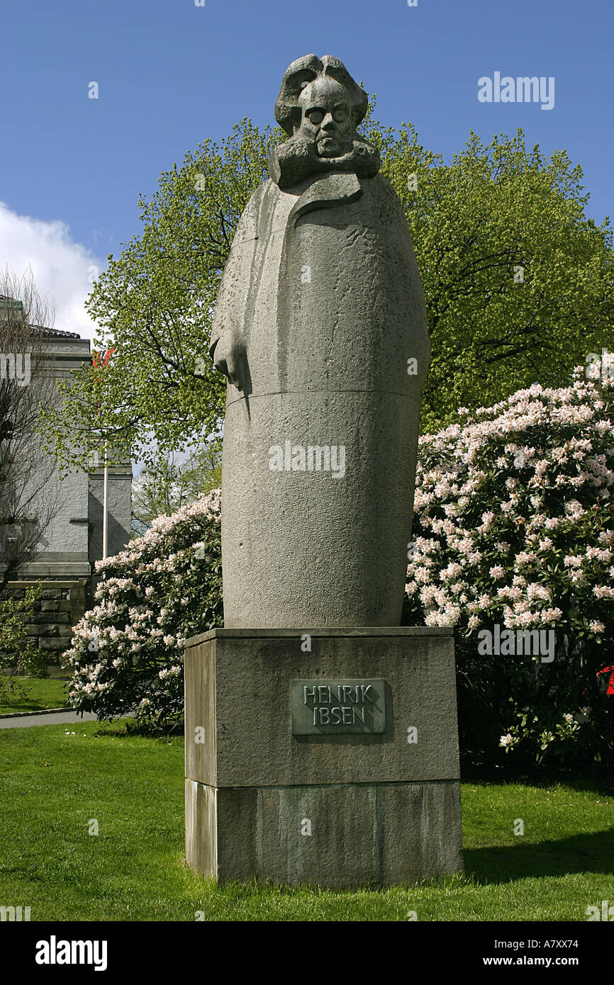 Norway Bergen Ibsen statue Stock Photo