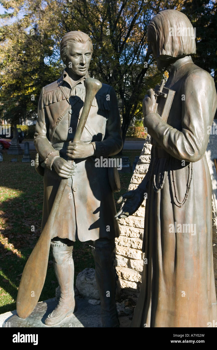 CANADA, Manitoba, Winnipeg St. Boniface (French Quarter), Monument to French Fur Trappers Stock