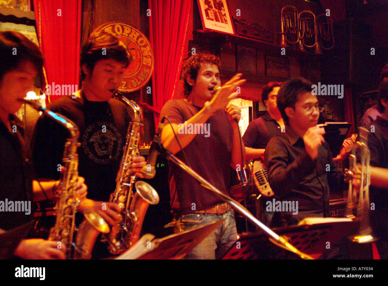 Saxophone live music bar Bangkok Thailand Stock Photo Alamy