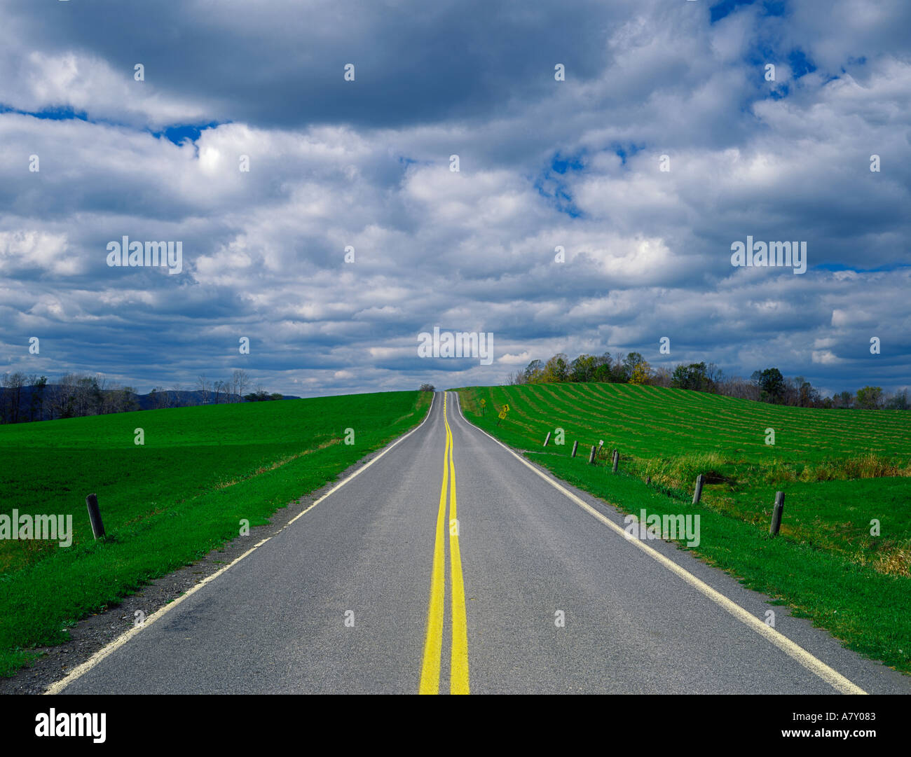 country road across farmland in New York State USA Stock Photo Alamy