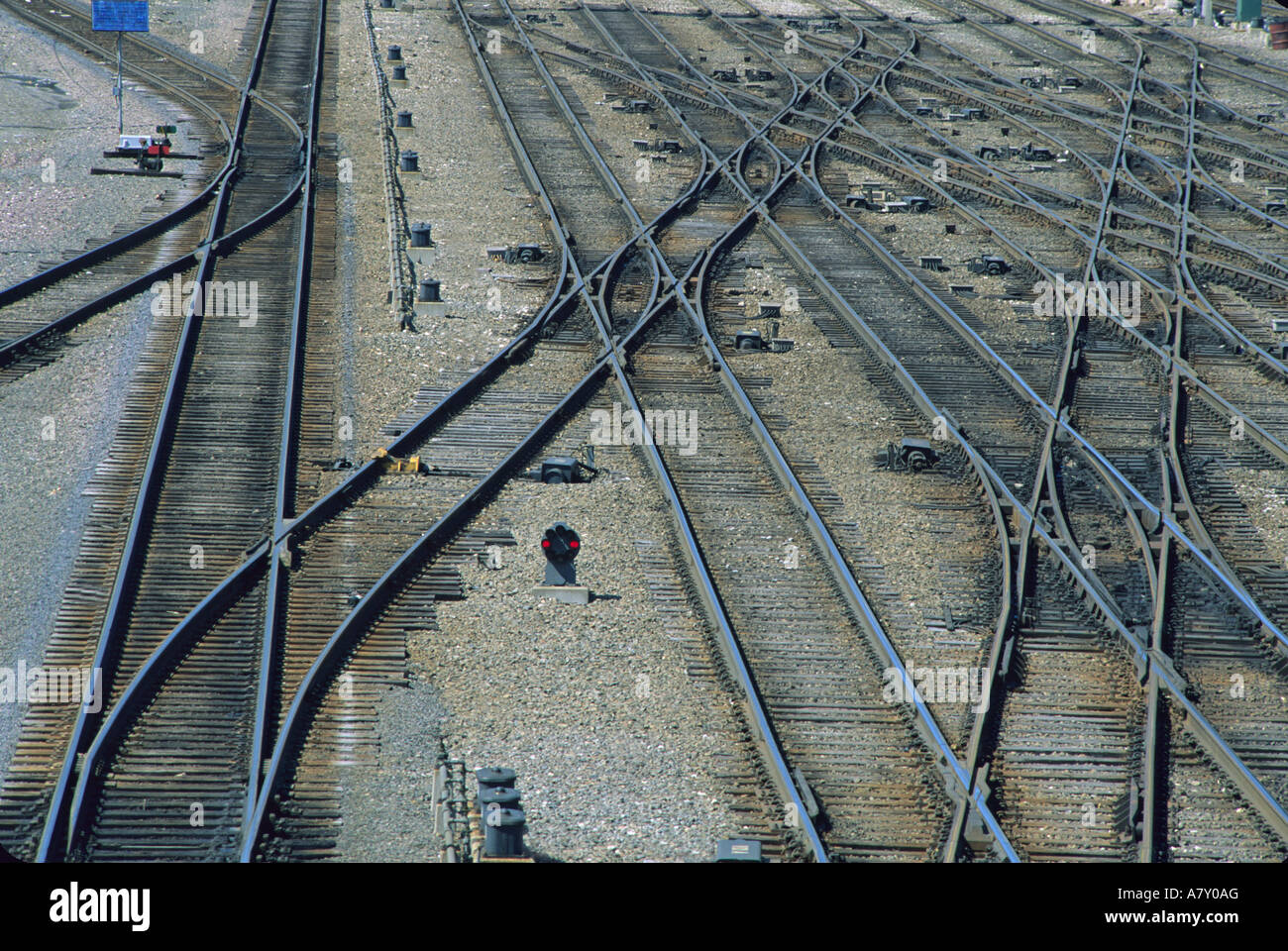 Elevated view railroad switching yard tracks Stock Photo Alamy