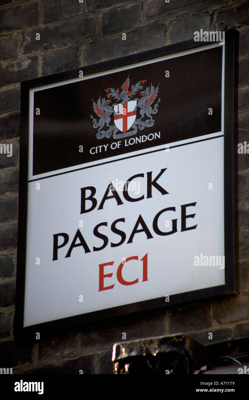 Back Passage Street Sign Smithfield London Stock Photo